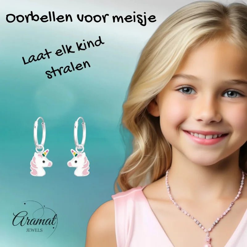 Zilveren Oorringetjes met Eenhoorn Bedel - Schattig Cadeau -