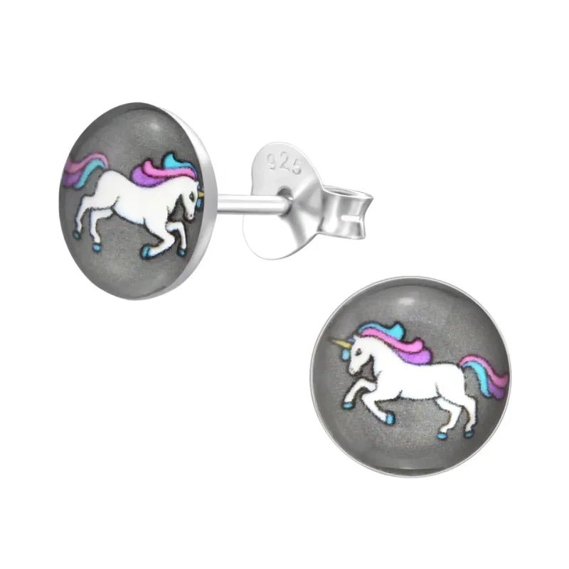 Unicorn Zilveren Oorbellen - Acryl Meisjes Cadeau - Unisex