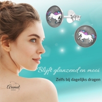 Unicorn Zilveren Oorbellen - Acryl Meisjes Cadeau - Unisex