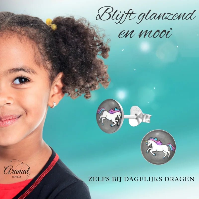 Unicorn Zilveren Oorbellen - Acryl Meisjes Cadeau - Unisex