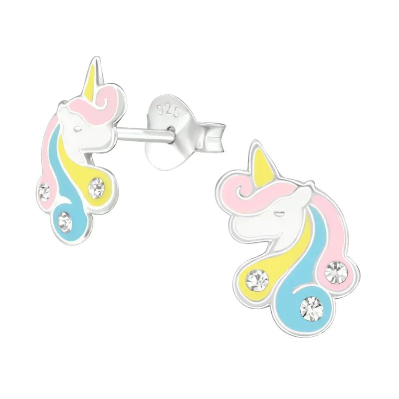Unieke Zilveren Unicorn Oorbellen - Pastel & Kristal -