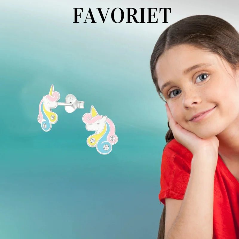 Unieke Zilveren Unicorn Oorbellen - Pastel & Kristal -