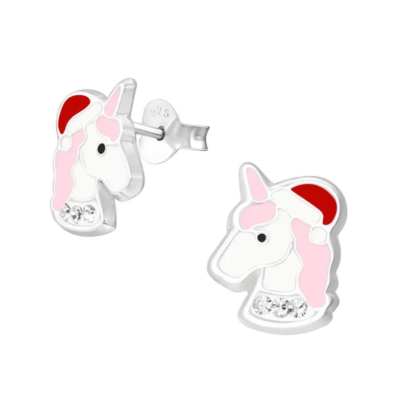 Unieke Zilveren Unicorn Oorbellen - Kerst Geschenk -