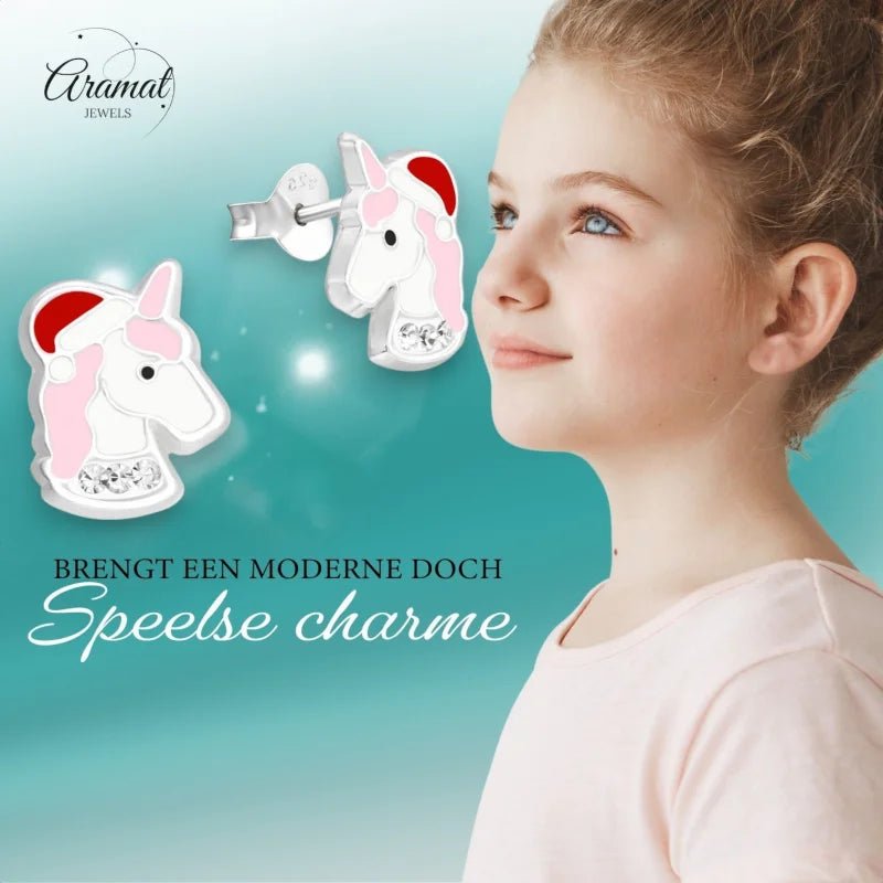 Unieke Zilveren Unicorn Oorbellen - Kerst Geschenk -