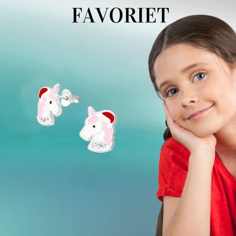 Unieke Zilveren Unicorn Oorbellen - Kerst Geschenk -