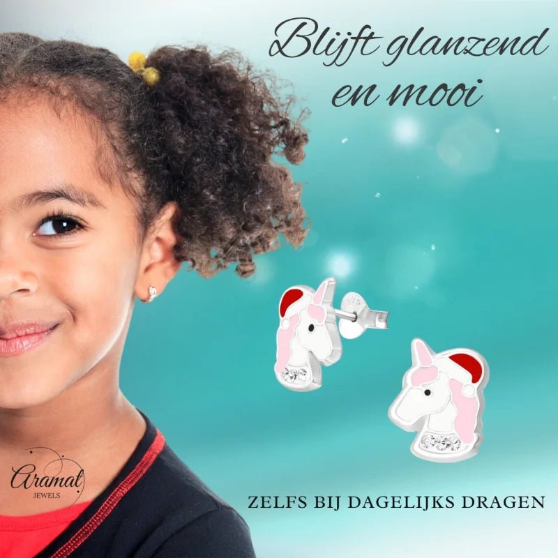 Unieke Zilveren Unicorn Oorbellen - Kerst Geschenk -