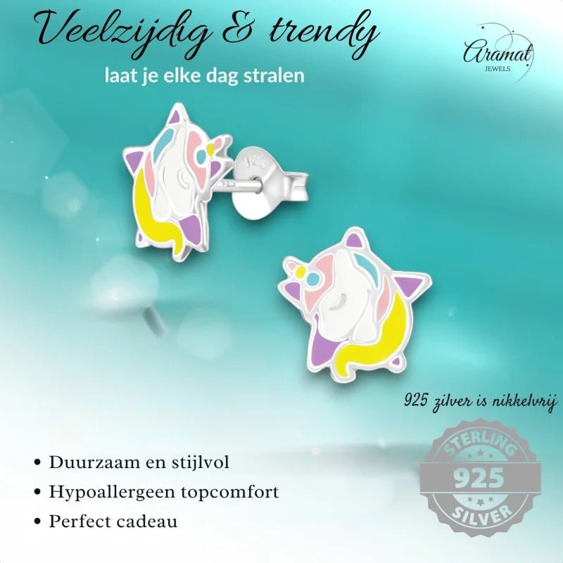 Zilveren Unicorn Oorbellen - Ster & Eenhoorn -