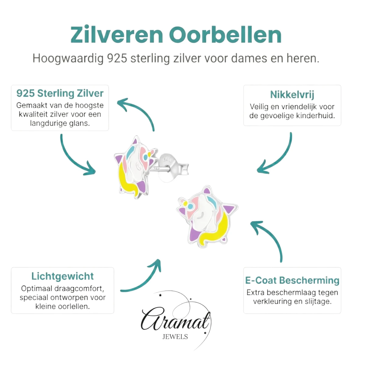 Zilveren Unicorn Oorbellen - Ster & Eenhoorn -