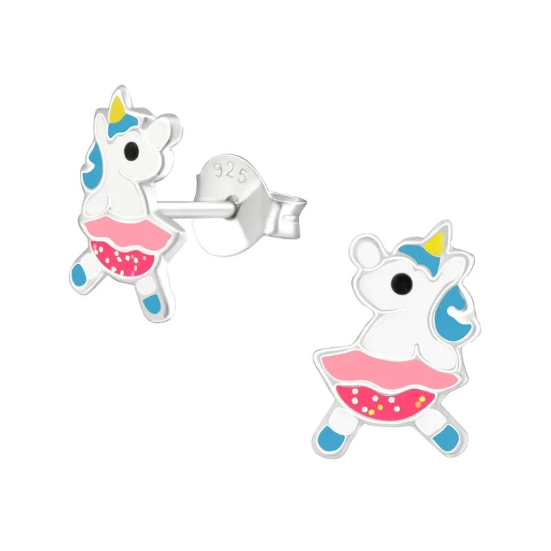 Zilveren Unicorn Oorbellen - Dansende Eenhoorn Cadeautje -