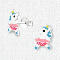 Zilveren Unicorn Oorbellen - Dansende Eenhoorn Cadeautje -