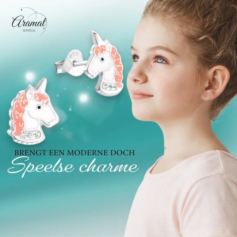 Unieke Zilveren Unicorn Oorbellen - Cadeau voor Kind - Unisex