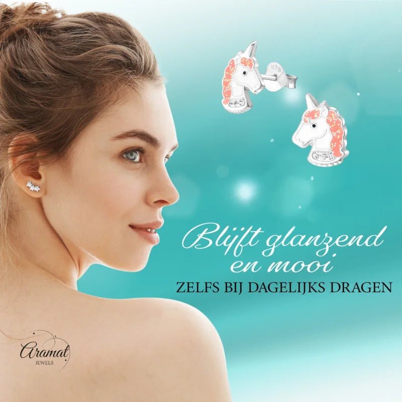 Unieke Zilveren Unicorn Oorbellen - Cadeau voor Kind - Unisex