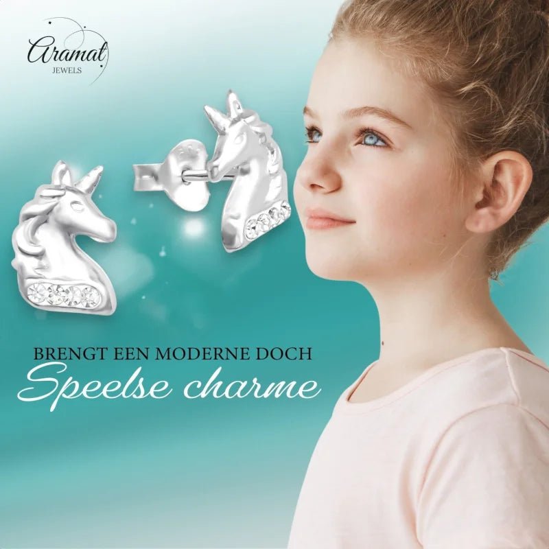 Unieke Zilveren Unicorn Oorbellen - Tijdloos & Stralend -