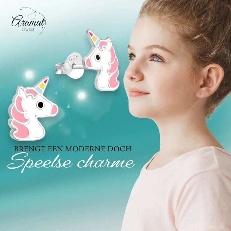 Unieke Zilveren Unicorn Oorbellen - Eenhoorn Thema -