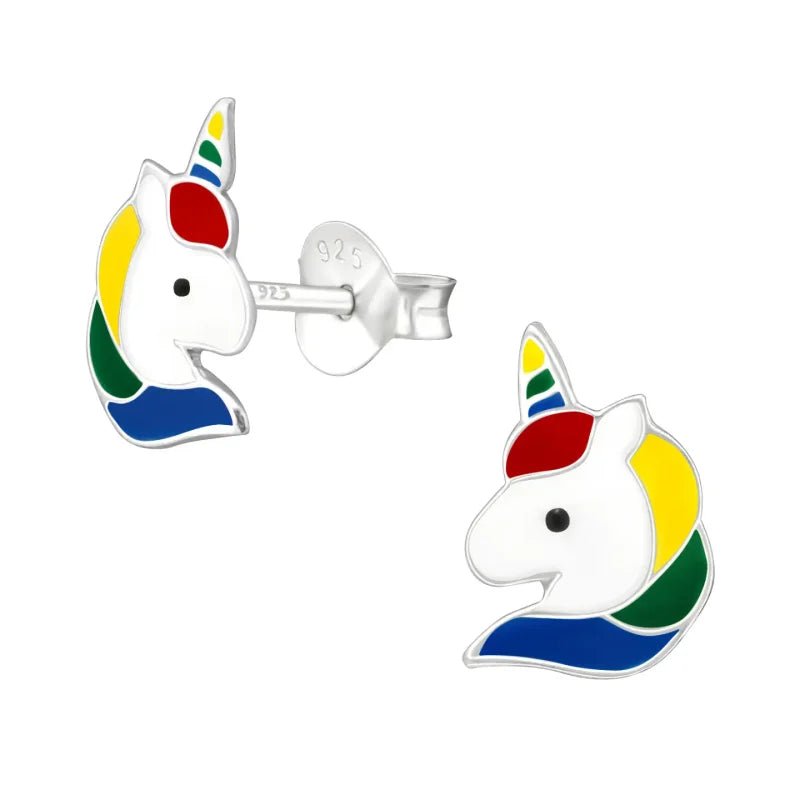 Unieke Zilveren Unicorn Oorbellen - Regenboog Cadeautje -