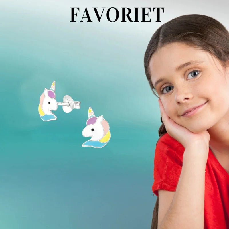Unieke Zilveren Unicorn Oorbellen - Cadeautje Meisje -