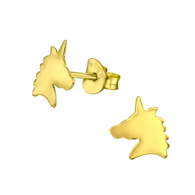 Unieke Zilveren Unicorn Oorbellen - Trendy Goldplated -