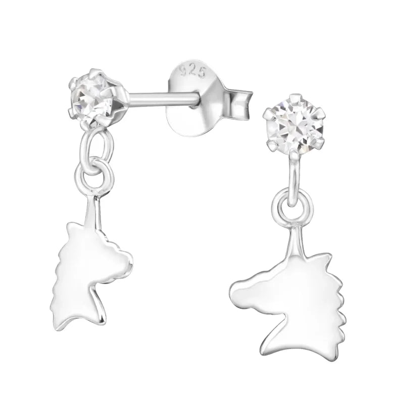 Unieke Zilveren Unicorn Oorknopjes - Cadeau -