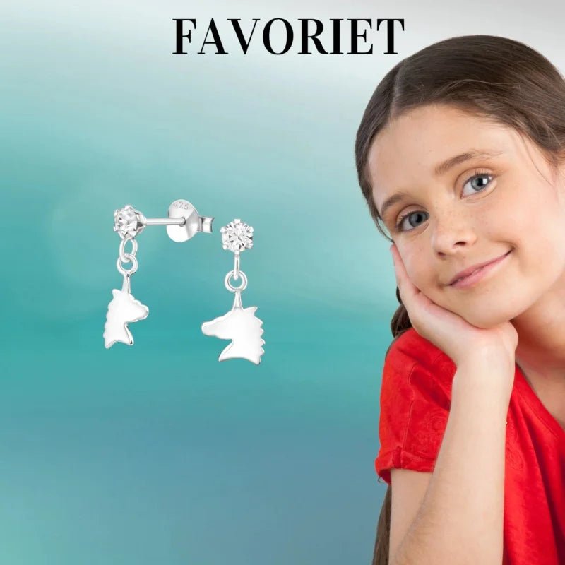 Unieke Zilveren Unicorn Oorknopjes - Cadeau -
