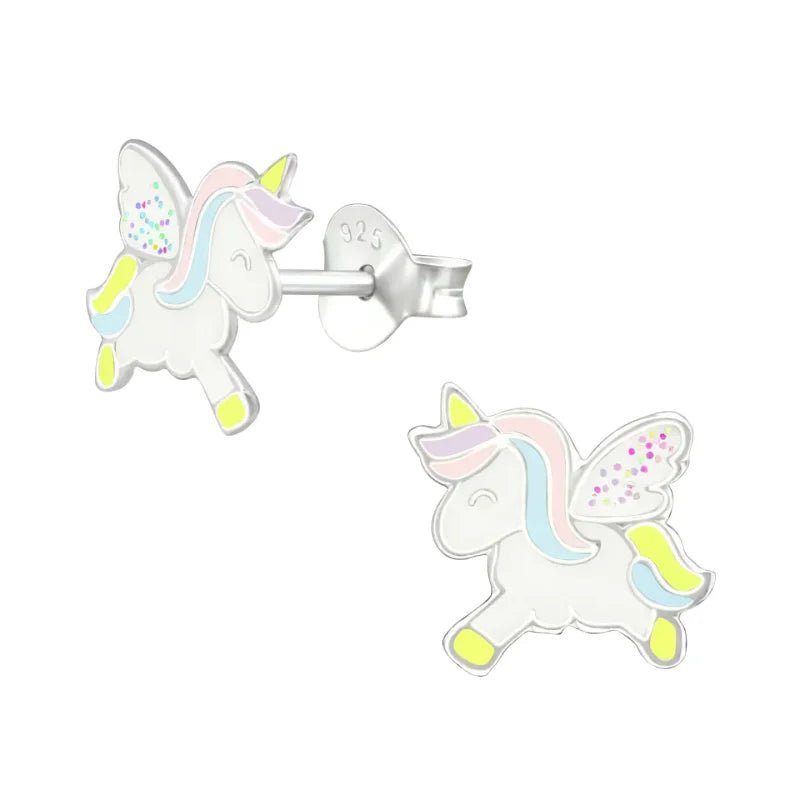 Zilveren Eenhoorn Oorbellen - Unicorn oorstekers -