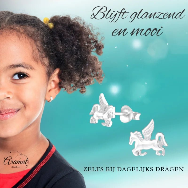 Zilveren Eenhoorn Oorbellen - Cadeau tip Meisje -