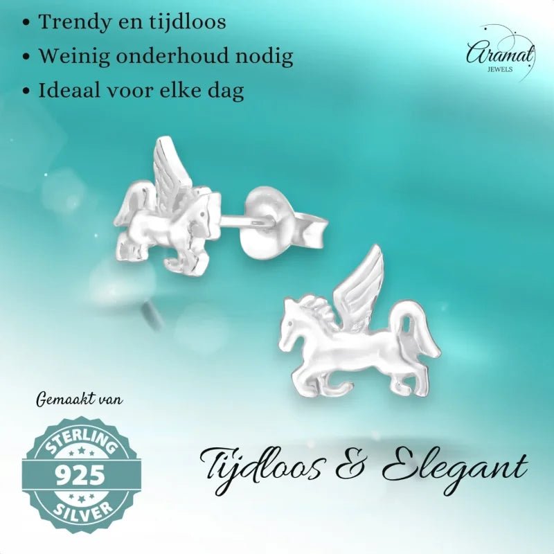 Zilveren Eenhoorn Oorbellen - Cadeau tip Meisje -