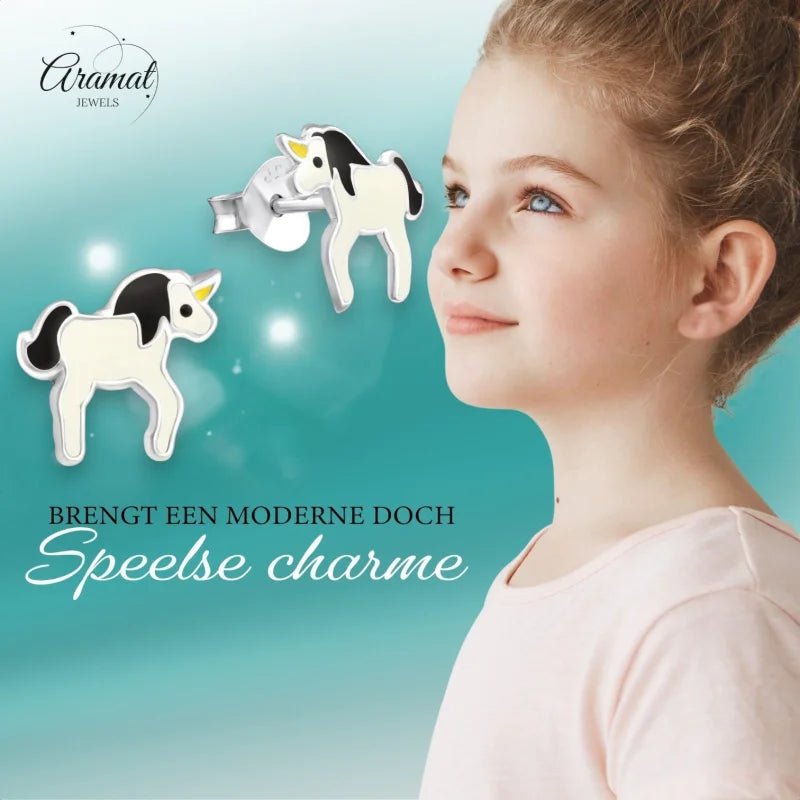 Zilveren Eenhoorn Oorbellen - Cadeau voor Kind -