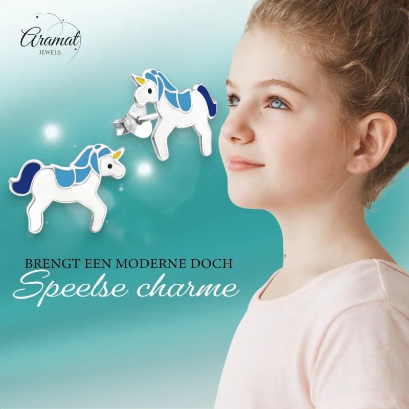 Zilveren Eenhoorn Oorbellen - Sinterklaascadeau Meisje -