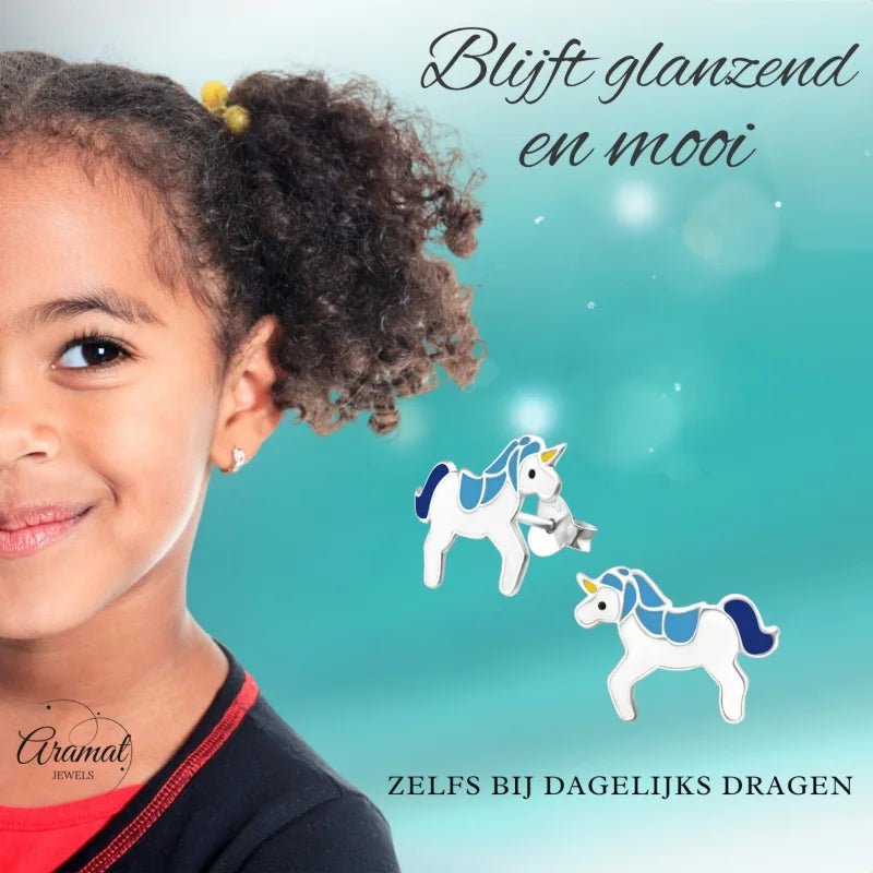 Zilveren Eenhoorn Oorbellen - Sinterklaascadeau Meisje -