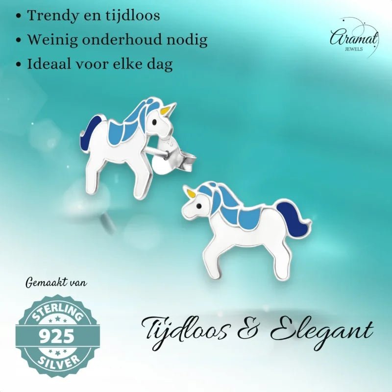 Zilveren Eenhoorn Oorbellen - Sinterklaascadeau Meisje -