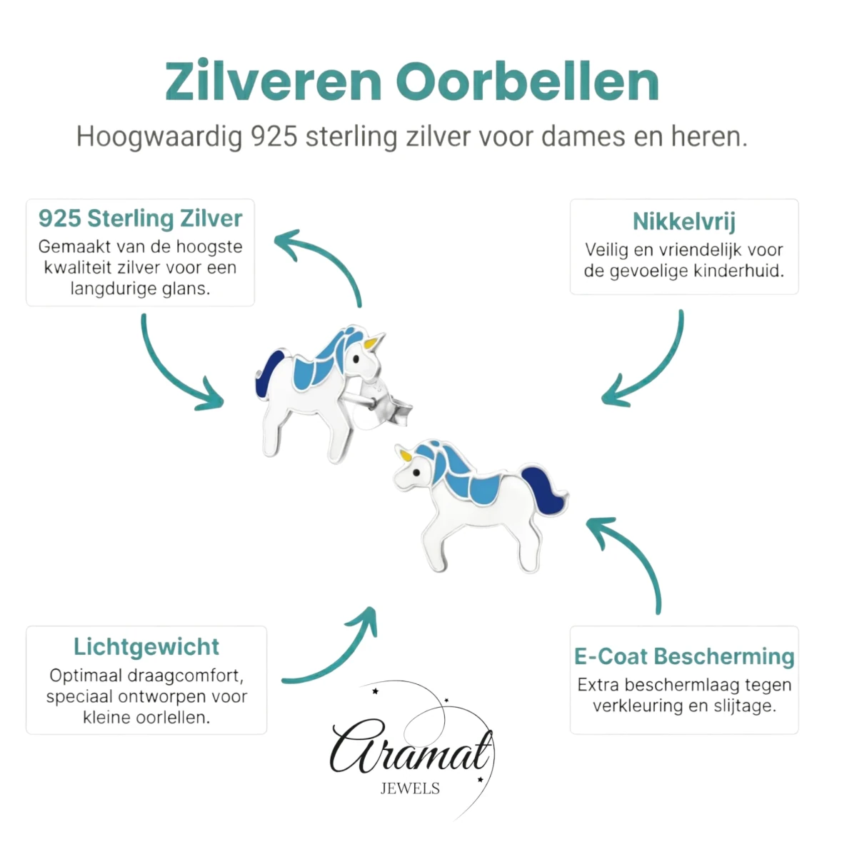 Zilveren Eenhoorn Oorbellen - Sinterklaascadeau Meisje -