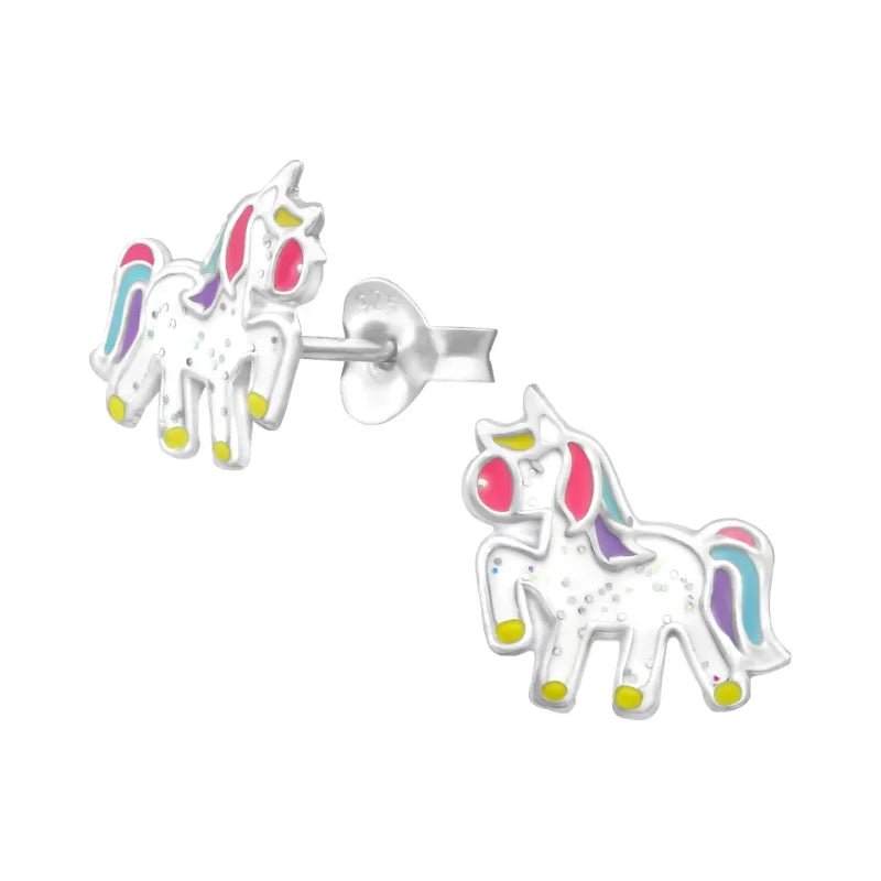 Zilveren Eenhoorn Oorbellen - Glitter Cadeautje Meisje -