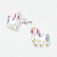 Zilveren Eenhoorn Oorbellen - Glitter Cadeautje Meisje -