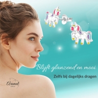 Zilveren Eenhoorn Oorbellen - Glitter Cadeautje Meisje -