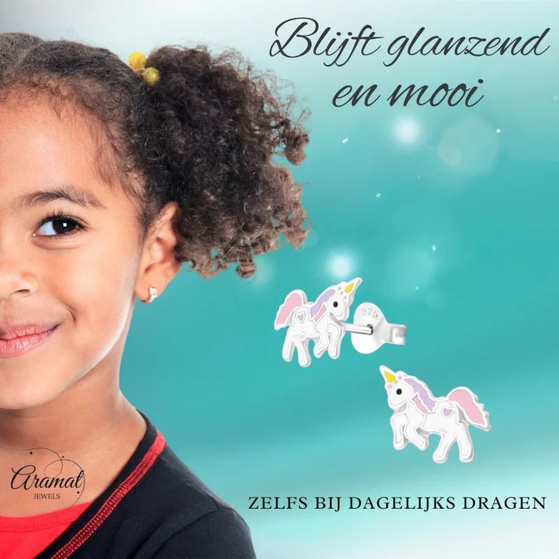 Zilveren Eenhoorn Oorbellen - Favoriet Cadeau Meisje -