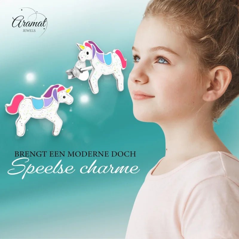 Zilveren Eenhoorn Oorbellen - Sinterklaascadeau Meisje -