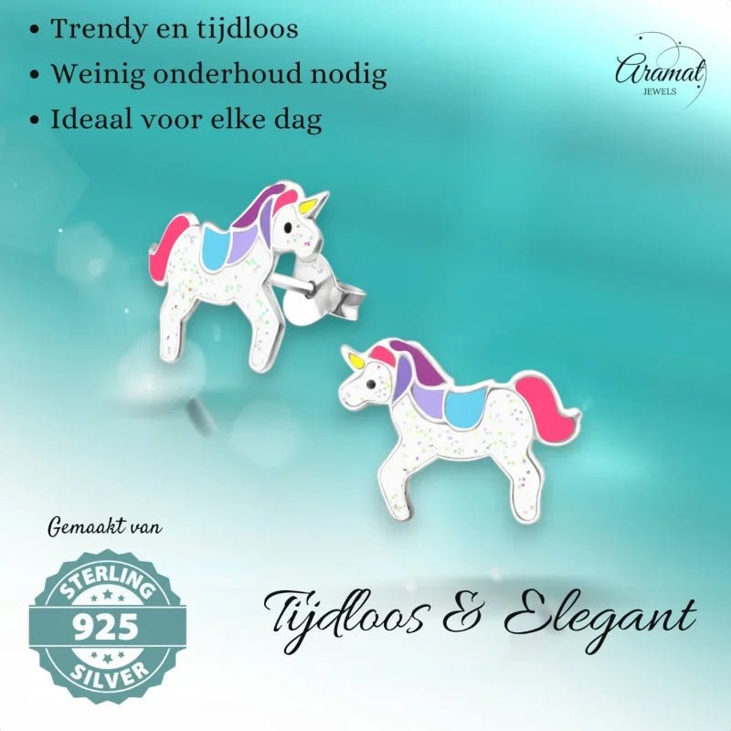 Zilveren Eenhoorn Oorbellen - Sinterklaascadeau Meisje -