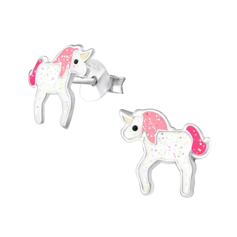 Zilveren Eenhoorn Oorbellen - Glitter Cadeau Meisje -