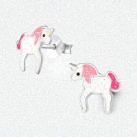 Zilveren Eenhoorn Oorbellen - Glitter Cadeau Meisje -