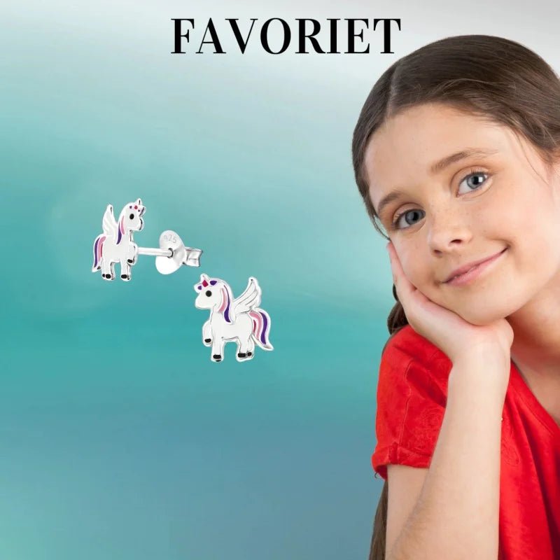 Zilveren Eenhoorn Oorbellen - Trendy Geschenk Meisje -