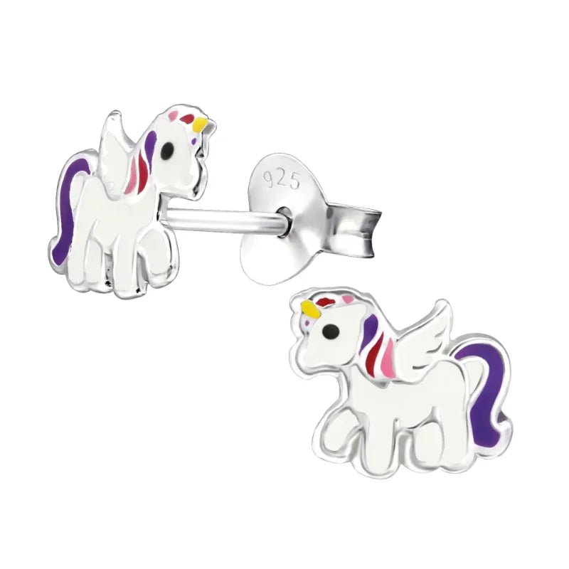 Zilveren Eenhoorn Oorbellen - Unicorn Oorstekers -