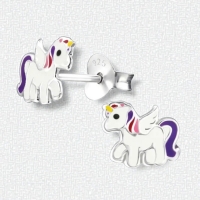 Zilveren Eenhoorn Oorbellen - Unicorn Oorstekers -