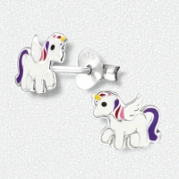 Zilveren Eenhoorn Oorbellen - Unicorn Oorstekers -