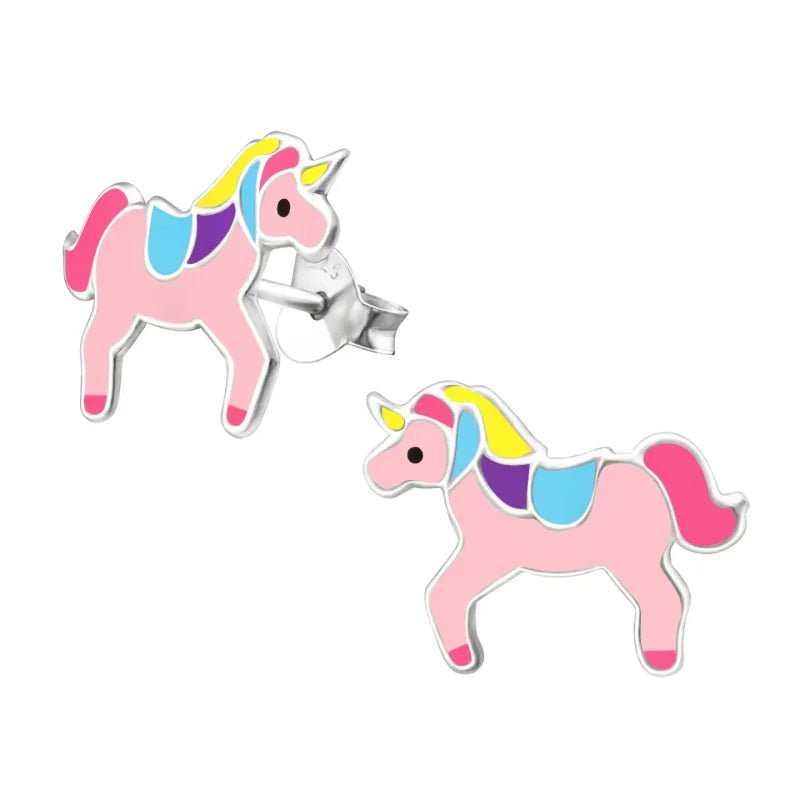 Zilveren Eenhoorn Oorbellen Roze- Cadeautje voor Meisje - Unisex