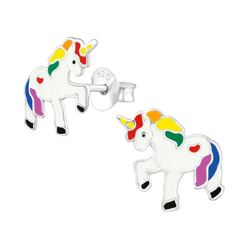Vrolijke Zilveren Eenhoorn Oorbellen - Cadeau - Unisex