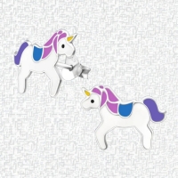 Zilveren Eenhoorn Oorbellen - Unicorn - 11x15mm -
