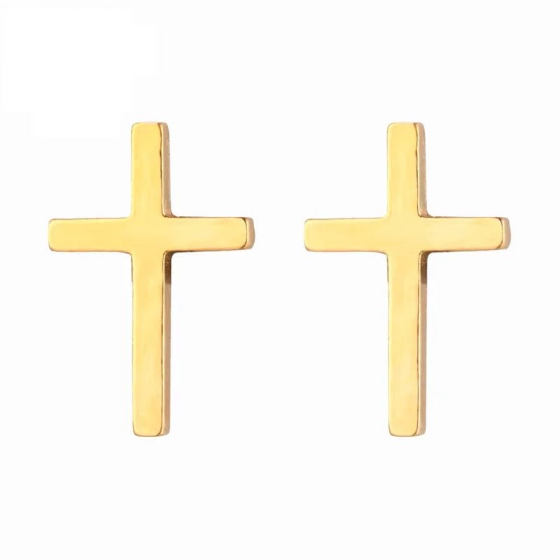 Stalen Kruisjes Oorbellen Goudkleurig - 13x8mm -