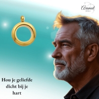 Goudkleurige RVS Ashanger Rond &acirc;&euro;&ldquo; 15mm Mini Gedenksieraad As of Haar - Goudkleur -