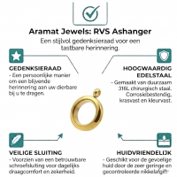 Goudkleurige RVS Ashanger Rond &acirc;&euro;&ldquo; 15mm Mini Gedenksieraad As of Haar - Goudkleur -