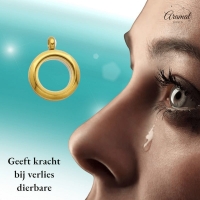 Goudkleurige RVS Ashanger Rond &acirc;&euro;&ldquo; 15mm Mini Gedenksieraad As of Haar - Goudkleur -